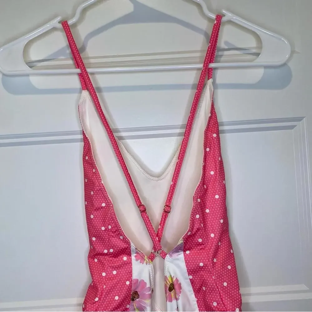 LoveShackFancy Shailee Floral One-Piece Swimsuit Bright Peony Pink XS NWT
